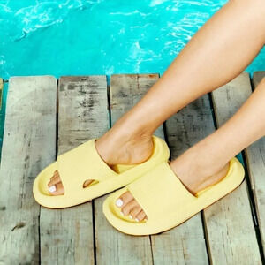 🆕️Bright Yellow Ultra Comfy Open Toe Slides | Perfect for Home & Vacation 💛